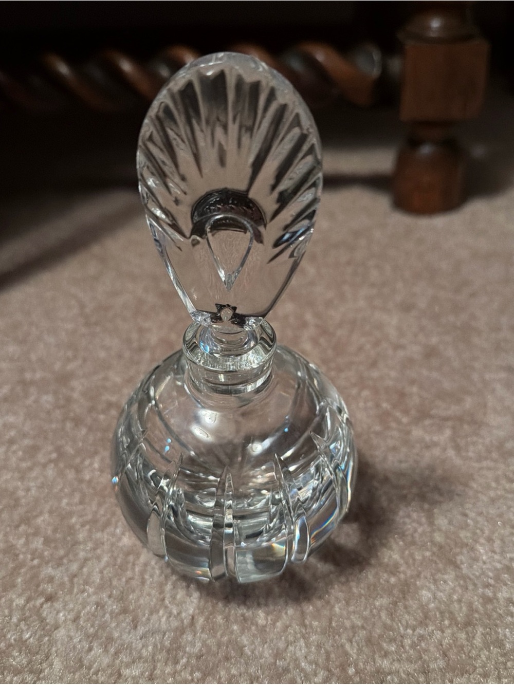 Vintage Mikasa Slovenia Carousel Crystal Perfume Bottle 6 in.